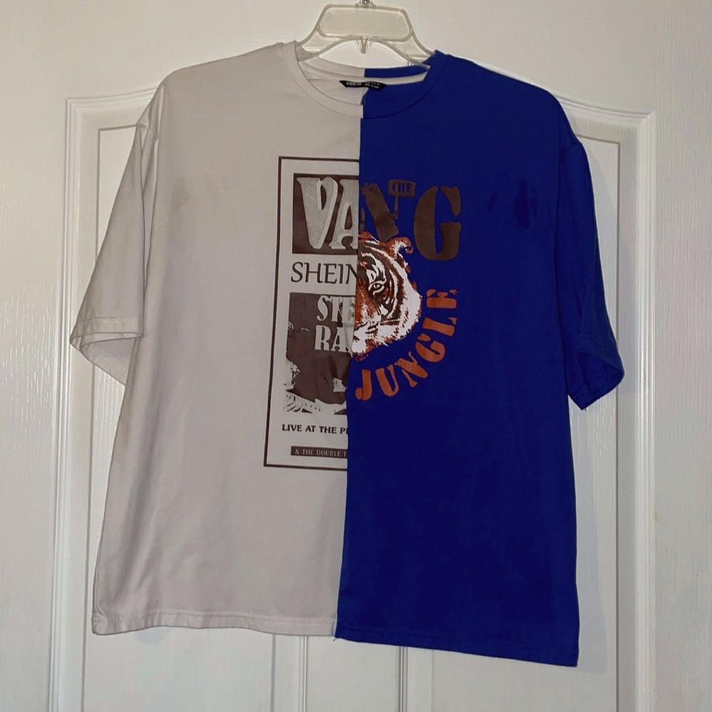 Shein half/half colored tshirt - loose oversized fit